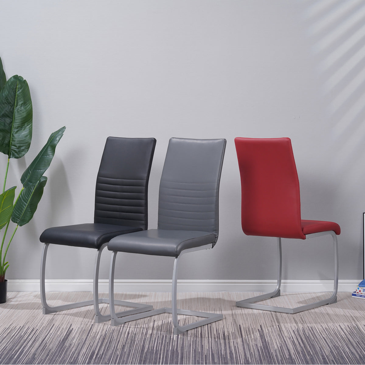 ALBATROS Freischwinger Designerstuhl MURANO | 4er Set | Schwarz, Grau, Beige, Braun, Weiß | Kunstleder Bezug