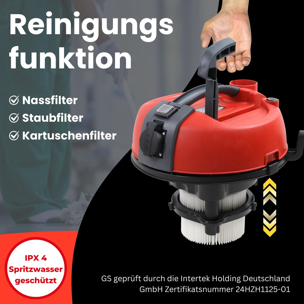 STAHLMANN VAC3300 Industriestaubsauger; 30L Tank, integrierte Steckdose